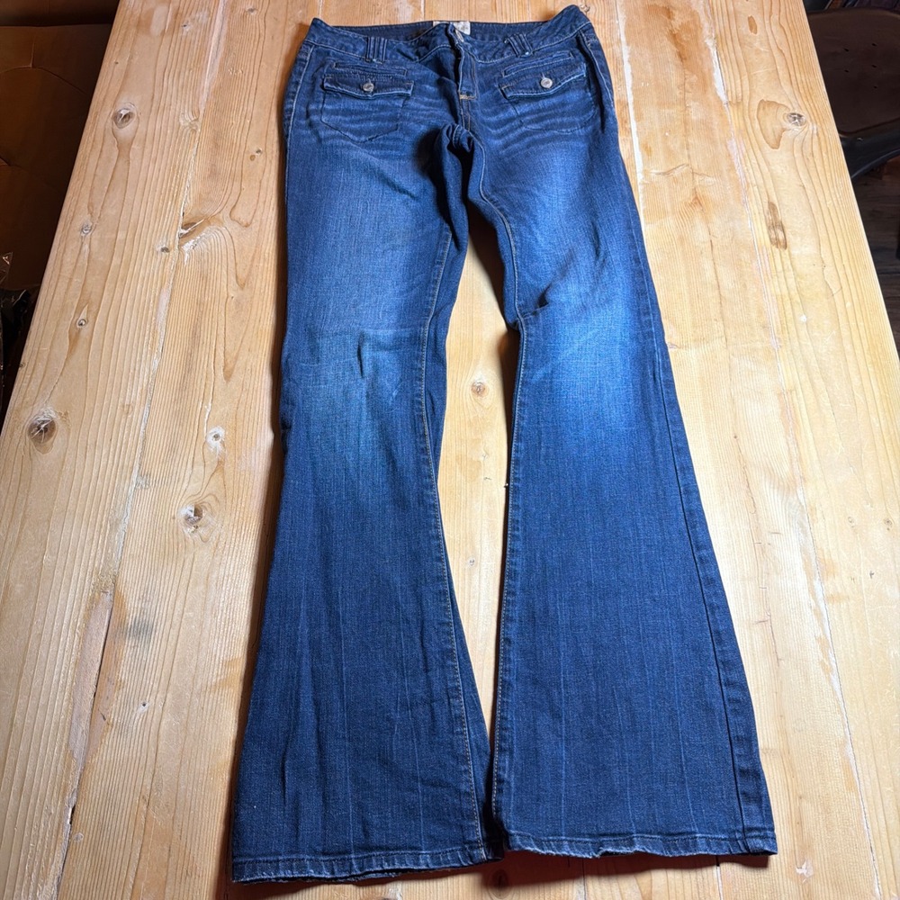 Aeropostale Hailey Flare Jeans Womens‎ 3/4 Reg Dark Wash Low Rise Y2K Denim